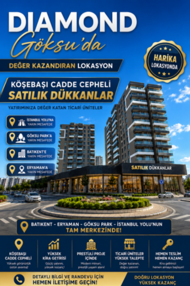 Göksu Park’a İstanbul yoluna yürüme mesafesinde satılık dükkanlar